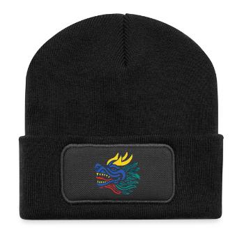 Das Lächeln des Drachen - Recycelte Patch Beanie - Schwarz - Vorne