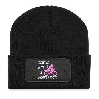 Driving with a monkey tooth - Affenzahn - Recycled Patch Beanie - black - Front
