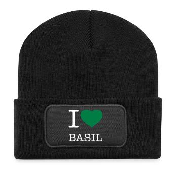 I LOVE BASIL Basilikum - Recycelte Patch Beanie - Schwarz - Vorne
