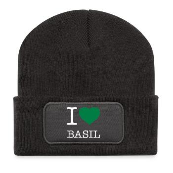I LOVE BASIL Basilikum - Recycelte Patch Beanie - Dunkelgrau - Vorne