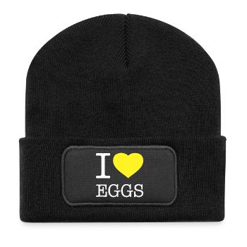 J’ADORE LES OEUFS - Beanie recyclé à patch - noir - Devant