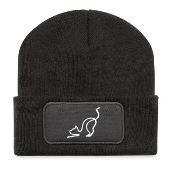 Esquisse du chat blanc - Beanie recyclé à patch - charbon - Devant