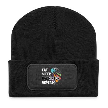 Eat Sleep Badminton Repeat - Recycled Patch Beanie - black - Front