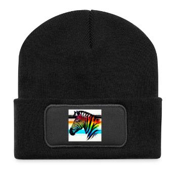 Zebra - Recycelte Patch Beanie - Schwarz - Vorne