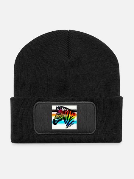 Zebra - Recycelte Patch Beanie - Schwarz