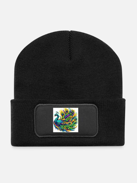 Pfau - Recycelte Patch Beanie - Schwarz