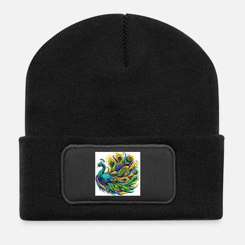Pfau - Recycelte Patch Beanie - Schwarz