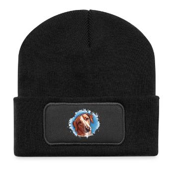 Chien SAVEBRACKE Chien de chasse Turquoise Aquarelle Design - Beanie recyclé à patch - noir - Devant