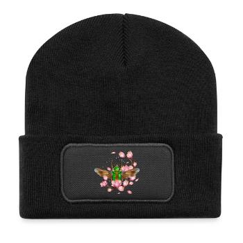 Stephanorrhina guttata species with magnolia - Recycled Patch Beanie - black - Front