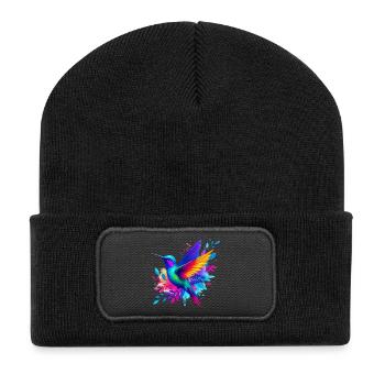 Kolibri - Recycelte Patch Beanie - Schwarz - Vorne