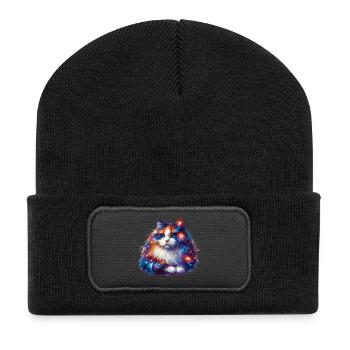 Chat - Beanie recyclé à patch - noir - Devant
