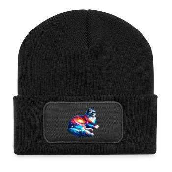 Katze - Recycelte Patch Beanie - Schwarz - Vorne