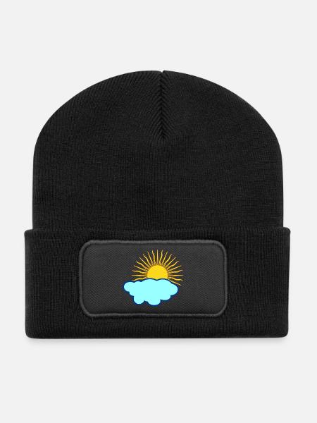 Sonne hinter Wolke - Recycelte Patch Beanie - Schwarz
