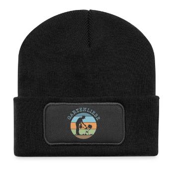 jardin amour jardinier plantes icône rétro vintage - Beanie recyclé à patch - noir - Devant