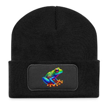 Grenouille - Beanie recyclé à patch - noir - Devant