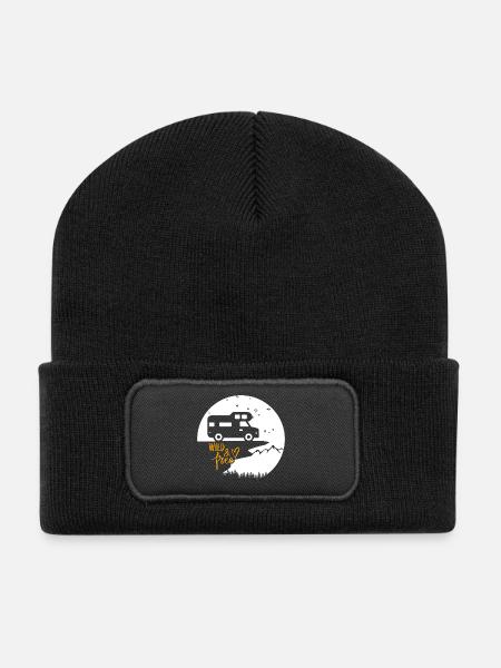 Vanlife & Camper Lifestyle Design - Recycelte Patch Beanie - Schwarz