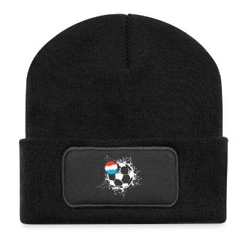 Fußball Niederlande Ball Explosion Fan Team Spiel - Recycelte Patch Beanie - Schwarz - Vorne