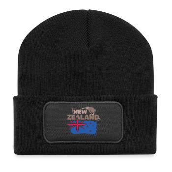Nouvelle-Zélande Kiwi Illustration Drapeau Animal Symbole - Beanie recyclé à patch - noir - Devant
