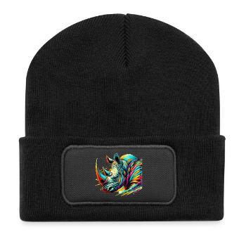 Rhinocéros - Beanie recyclé à patch - noir - Devant