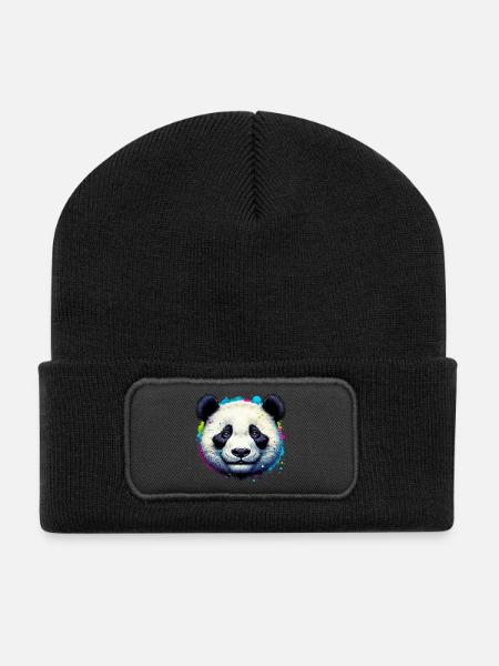 Panda - Recycelte Patch Beanie - Schwarz