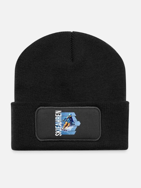 Skifahren - Recycelte Patch Beanie - Schwarz