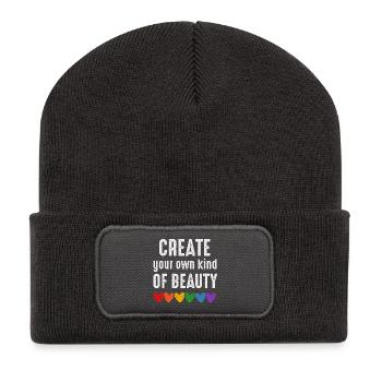 Create your own kind of beauty, lgbtqia quote - Recycled Patch Beanie - dark grey - Front