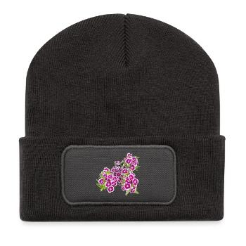 Carnation poetry – focus on garden blossoms - Recycled Patch Beanie - dark grey - Front