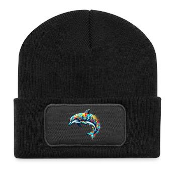 Delfin - Recycelte Patch Beanie - Schwarz - Vorne