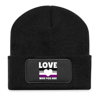 Asexuel, asexualité, as. Aimez qui vous êtes - Beanie recyclé à patch - noir - Devant
