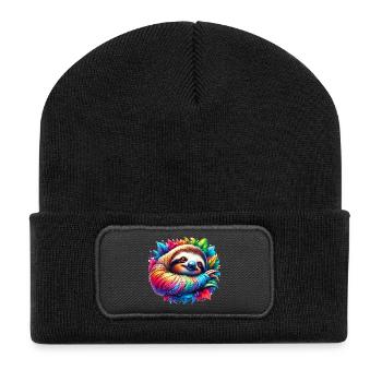 Faultier - Recycelte Patch Beanie - Schwarz - Vorne