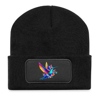 Kolibri - Recycelte Patch Beanie - Schwarz - Vorne