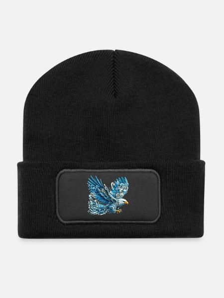 Adler - Recycelte Patch Beanie - Schwarz