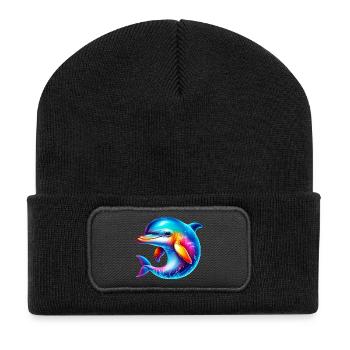 Delfin - Recycelte Patch Beanie - Schwarz - Vorne
