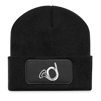 French Horn Drawing - Recycled Patch Beanie - black - Front