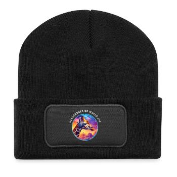 Casque sur le monde éteint - Beanie recyclé à patch - noir - Devant