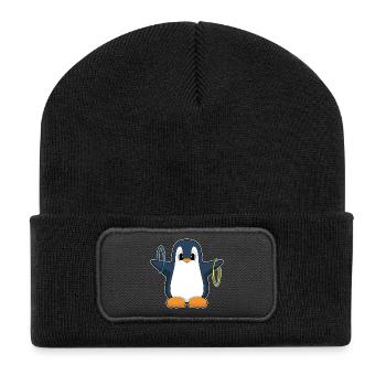 Penguin Workout Gymnastics Fitness - Beanie recyclé à patch - noir - Devant