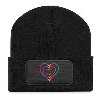 COEUR. COUPLE. JUST MARRIED. EVJF. SAINT VALENTIN. - Beanie recyclé à patch - noir - Devant