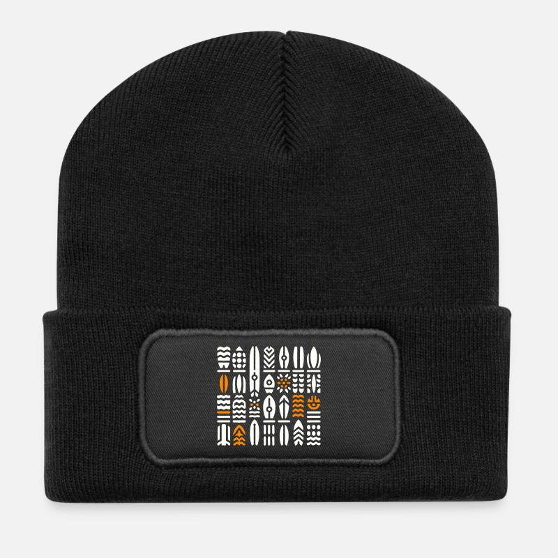 Motifs de Surfs et Vagues Abstraits - Beanie recyclé à patch - noir