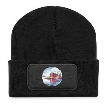 Maison suédoise cadeau de vacances maison suédoise - Beanie recyclé à patch - noir - Devant