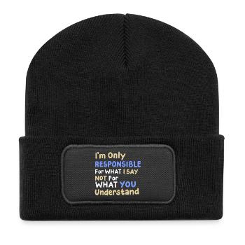 Sarkastischer Humor Sarkasmus - Recycelte Patch Beanie - Schwarz - Vorne