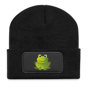 Drôle de grenouille verte - Personnalisable - Beanie recyclé à patch - noir - Devant