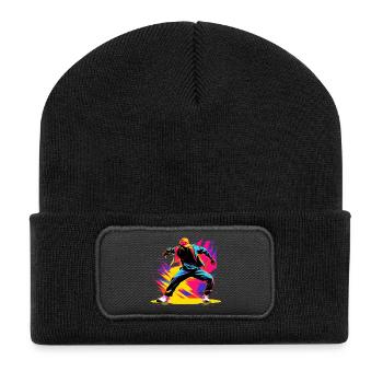Couleurs Breakdancer des années 90 - Beanie recyclé à patch - noir - Devant
