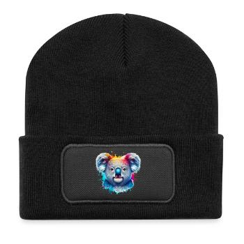 Koala - Recycelte Patch Beanie - Schwarz - Vorne