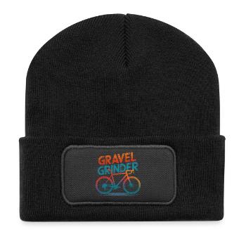 Gravel Grinder Bicycle Illustration - Recycled Patch Beanie - black - Front