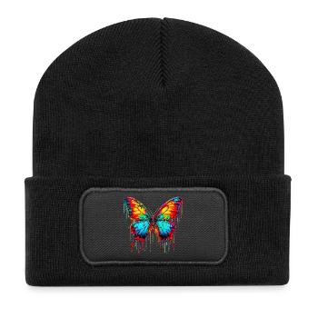 Papillon - Beanie recyclé à patch - noir - Devant