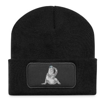 Chapeau de marin phoque - Beanie recyclé à patch - noir - Devant