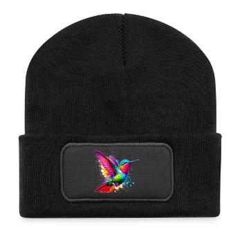 Kolibri - Recycelte Patch Beanie - Schwarz - Vorne