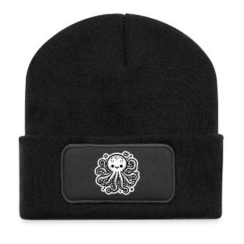 Octopus Octopus Blanc Autocollant - Beanie recyclé à patch - noir - Devant
