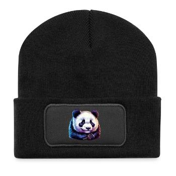 Panda - Beanie recyclé à patch - noir - Devant