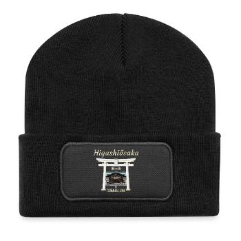 Higashiosaka, Osaka, Japan, Zeichnung Ishikiri-san - Recycelte Patch Beanie - Schwarz - Vorne